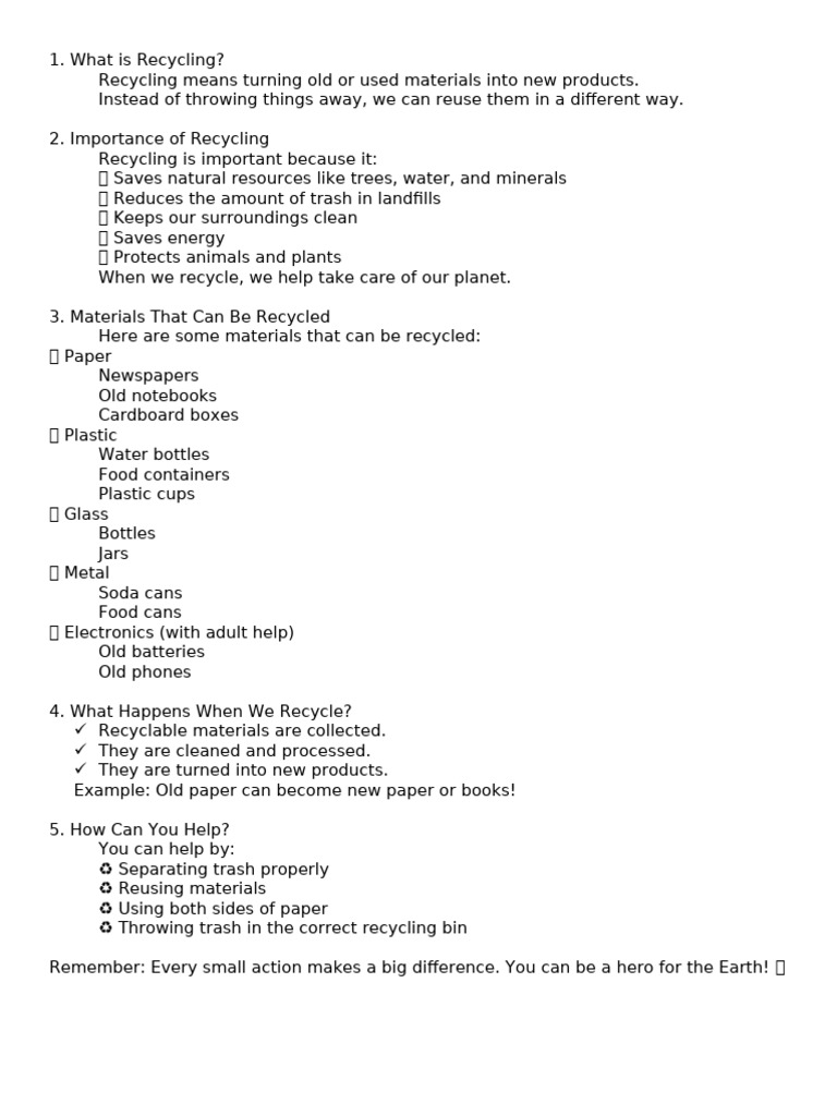 Recycling Notes 4th Grading Period | PDF
