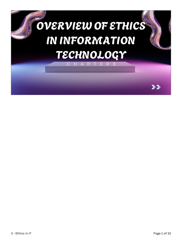 3 - Ethics in IT | PDF | Corporate Social Responsibility | Business Ethics