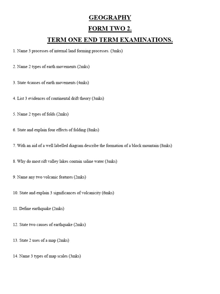 Document (6) Geography Form 2 | PDF