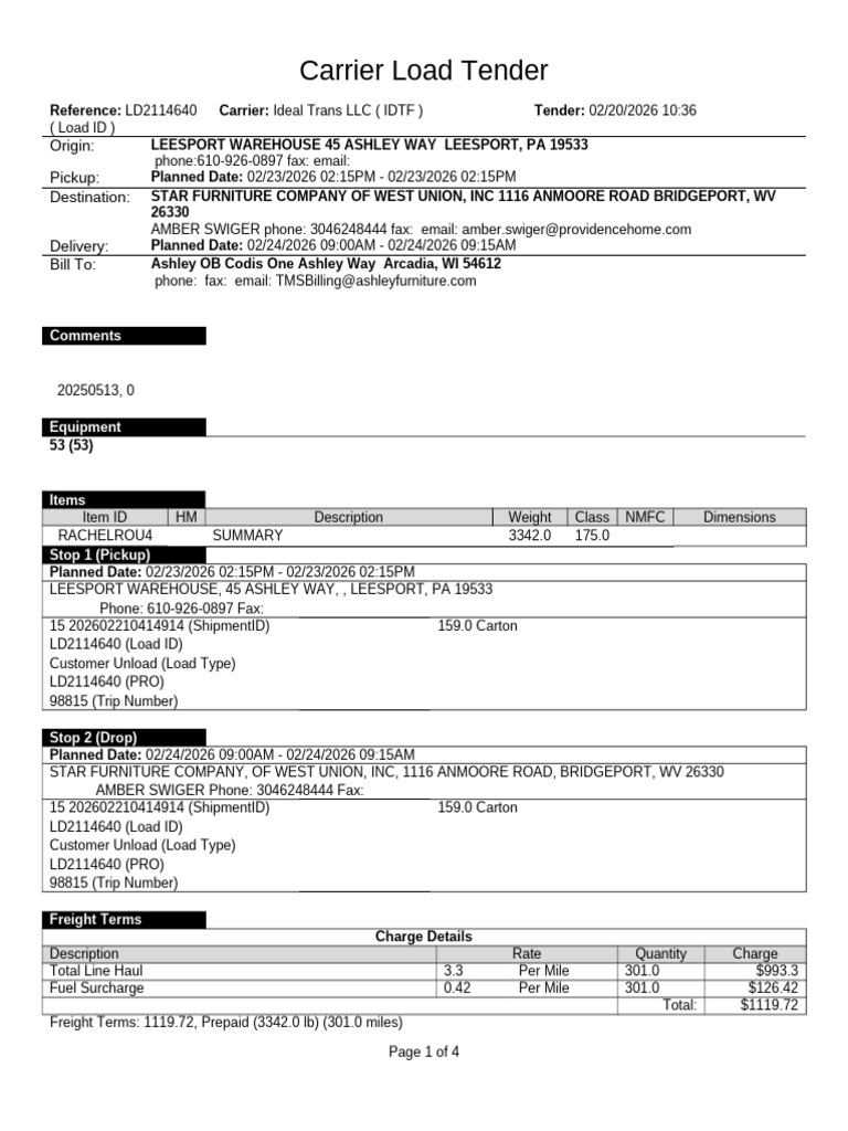 CarrierTenderPrint-LD2114640 | PDF | Cargo | Service Industries