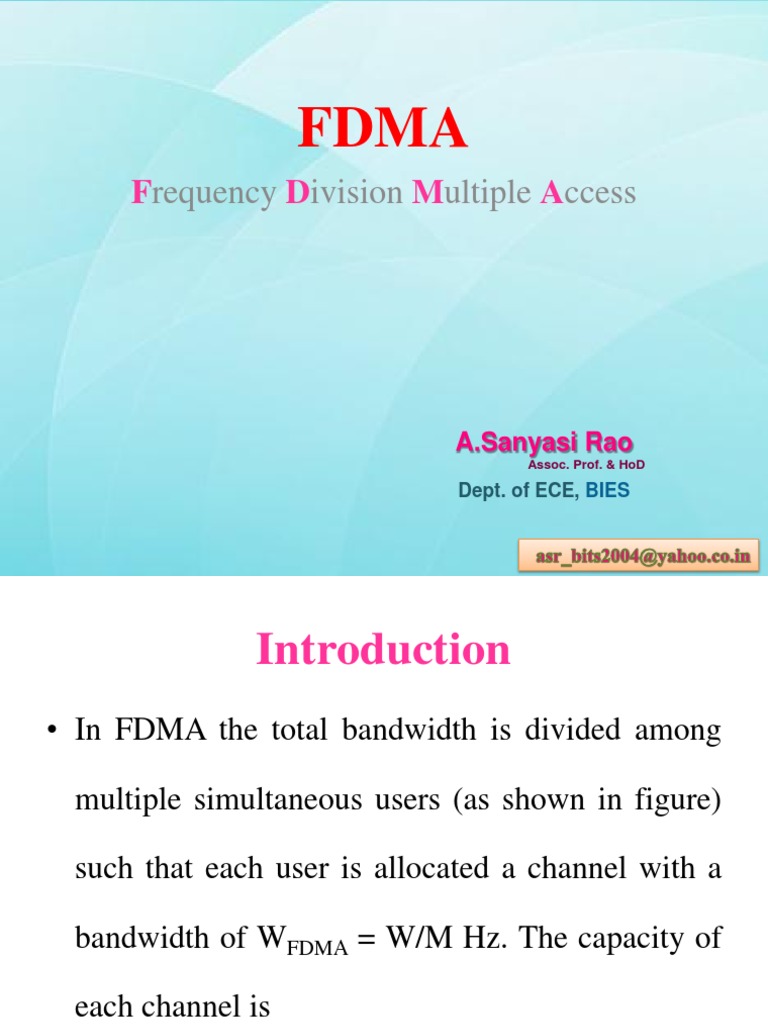 F D M A: Requency Ivision Ultiple Ccess | PDF | Science & Mathematics ...