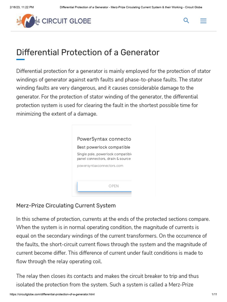 Differential Protection of a Generator - Merz-Prize Circulating Current ...