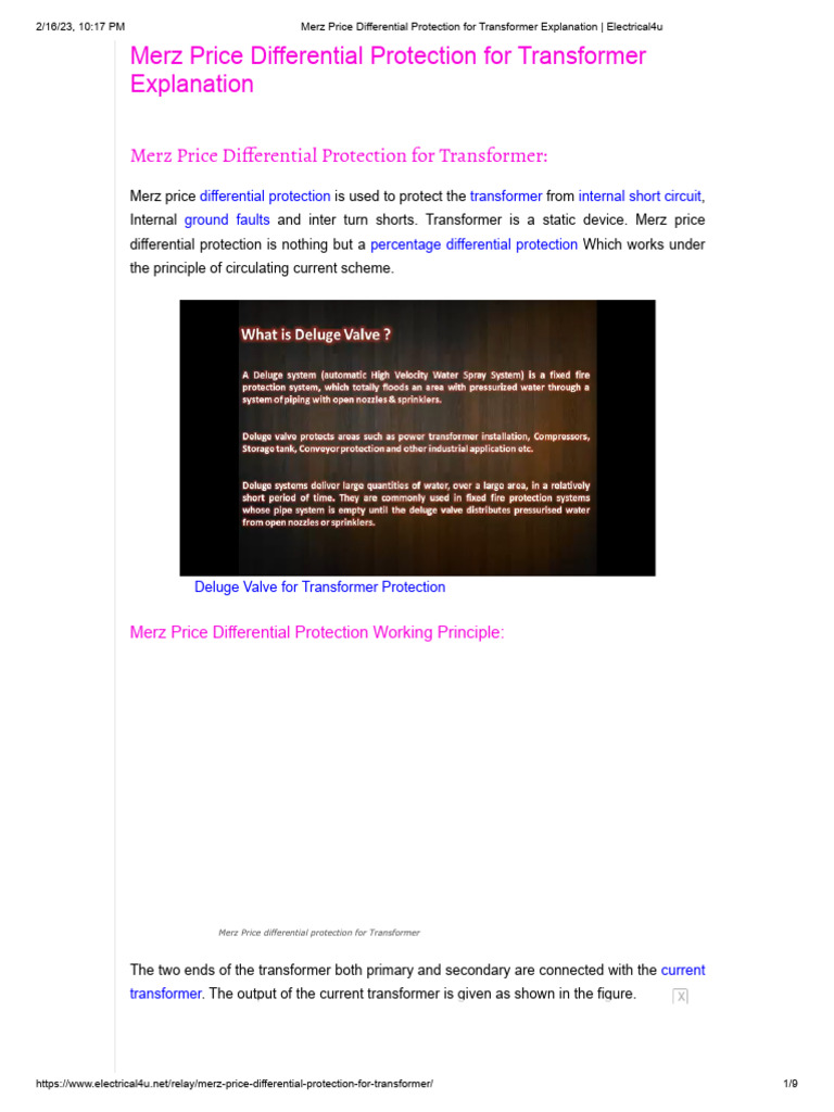 Merz Price Differential Protection for Transformer Explanation ...