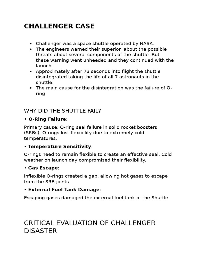 Challenger Case Notes | PDF