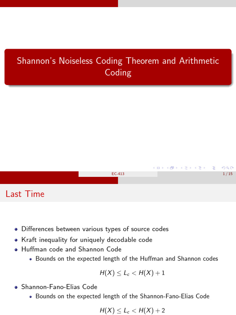 Noiseless Coding Theorem | PDF | Digital Television | Signal Processing