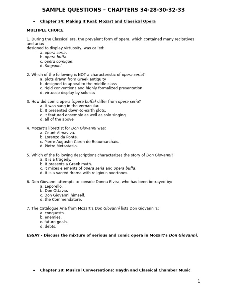 Sample Questions Chapters 34-28-30!32!33 Student | PDF | Eine Kleine ...