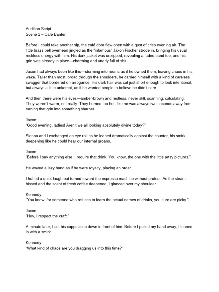 Audition Script | PDF | Drink