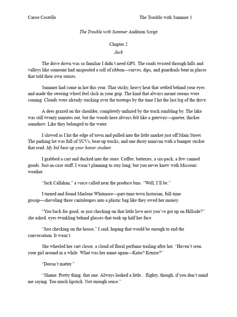 The Trouble With Summer Audition Script | PDF