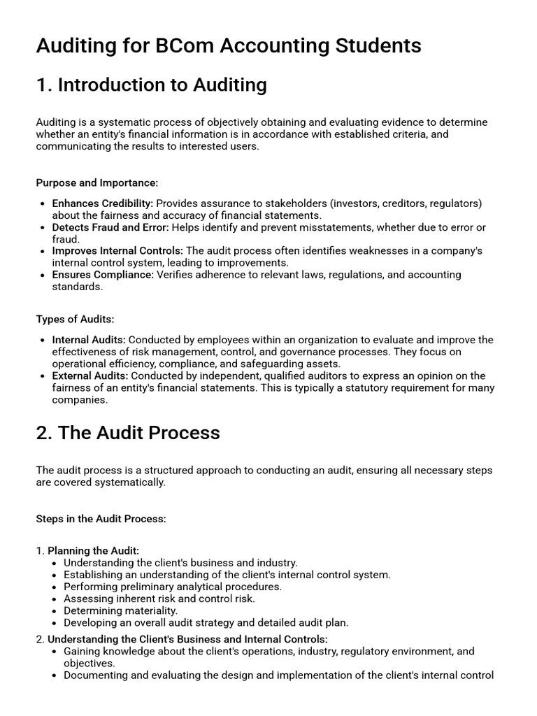 StudyGuideforAuditinginBComAccounting StudyGuide | PDF | Audit ...