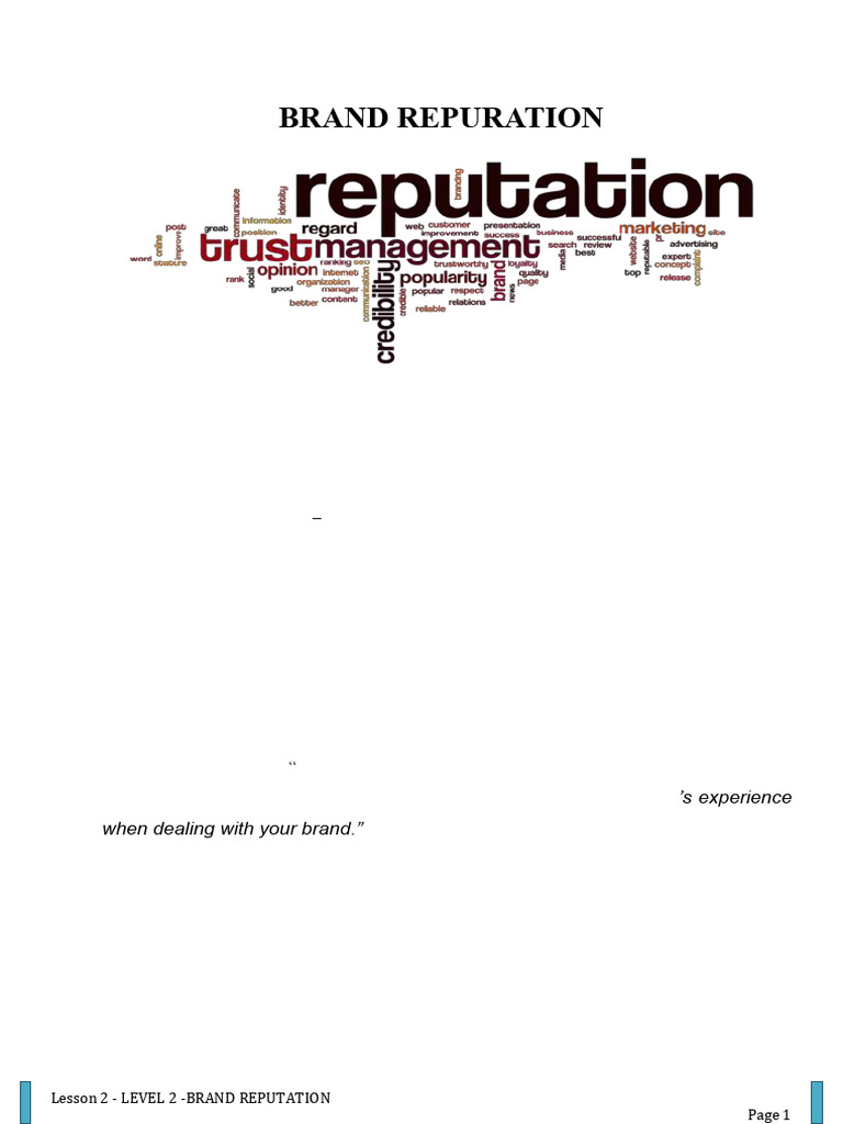 2nd Year Lesson 3 s2 Brand Reputation Ss | PDF | Brand | Reputation