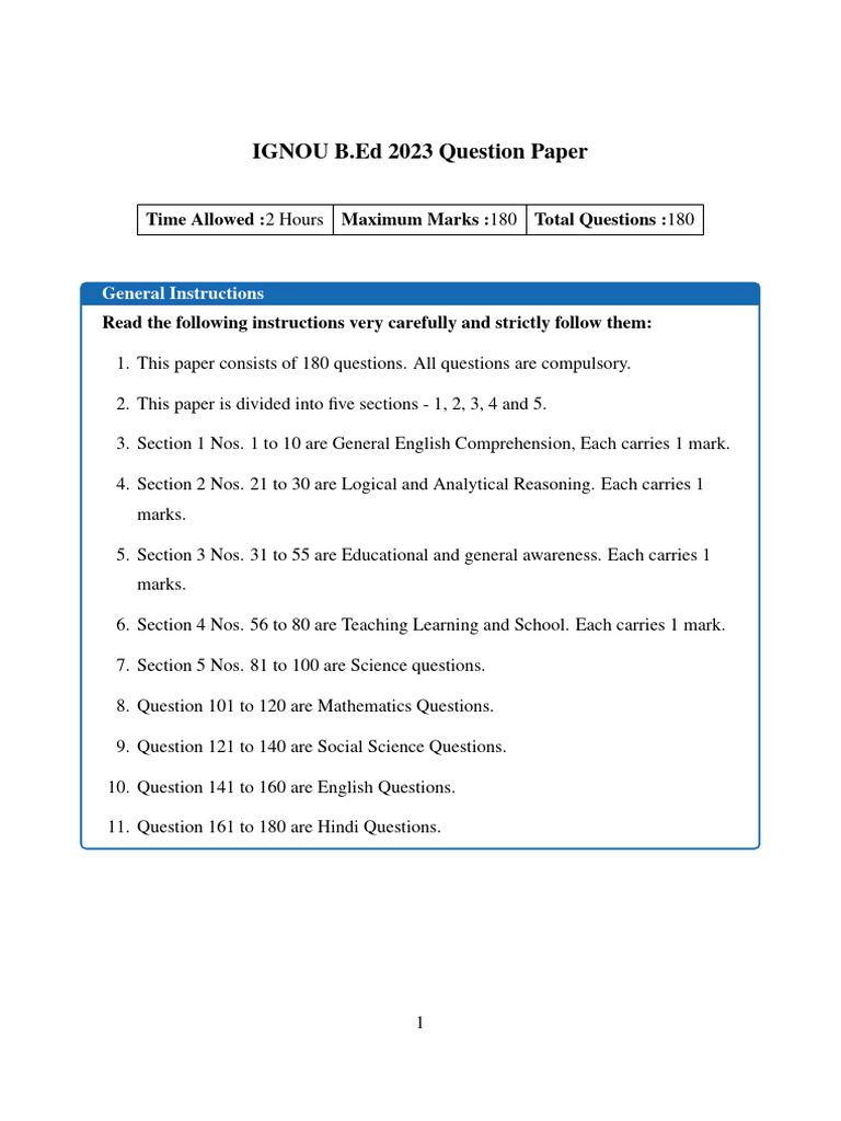 Bed 2023 Question Paper 86d118fe446e8a2f23dffc6fe15b347d | PDF ...