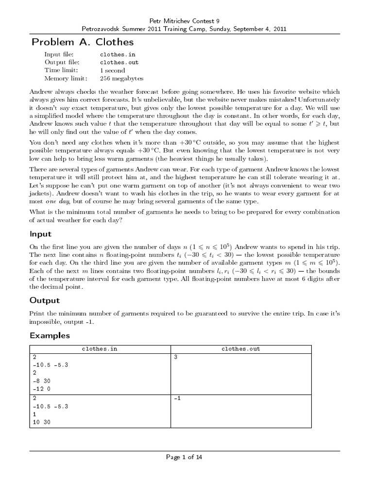 Problem A. Clothes: Input | PDF | Vertex (Graph Theory) | Clothing