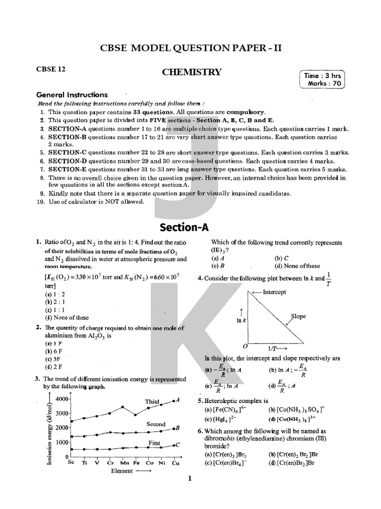 +2 Model Question Paper - 2 CBSE 2026 | PDF