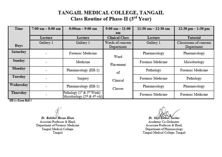 7. Class Routine | PDF | Medical School | Medicine