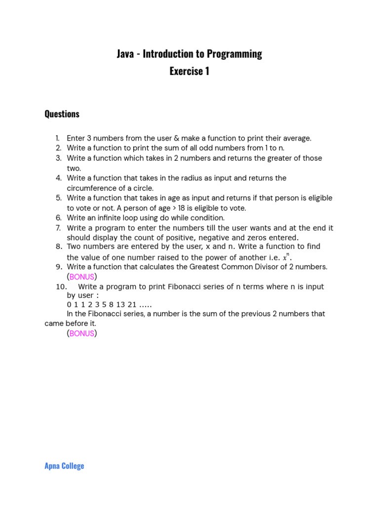 Lecture 8_Java Exercise 1 | PDF