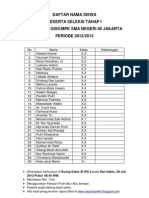 Daftar Nama Siswa Seleksi OSIS Tahap 1 SMAN 49 Jakarta 2012/2013