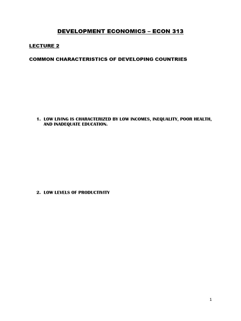 Lecture 2 Development Economics 2025 26 PDF | PDF | Developing Country ...