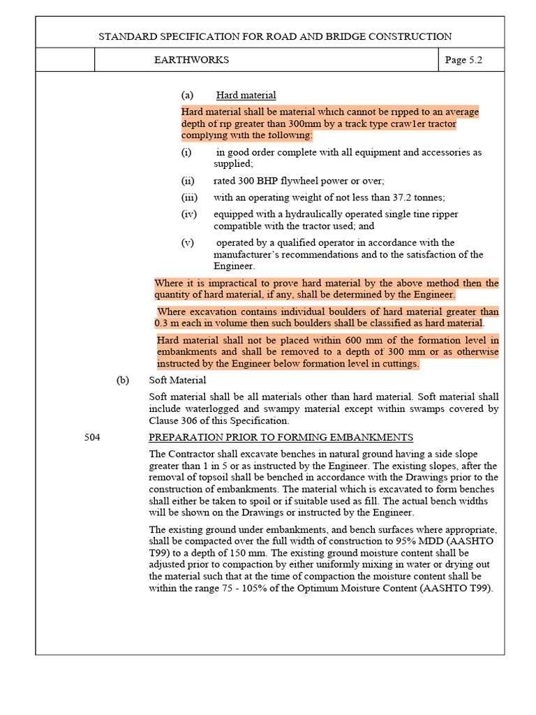 Standard Spec Extract | PDF | Civil Engineering | Earth Sciences