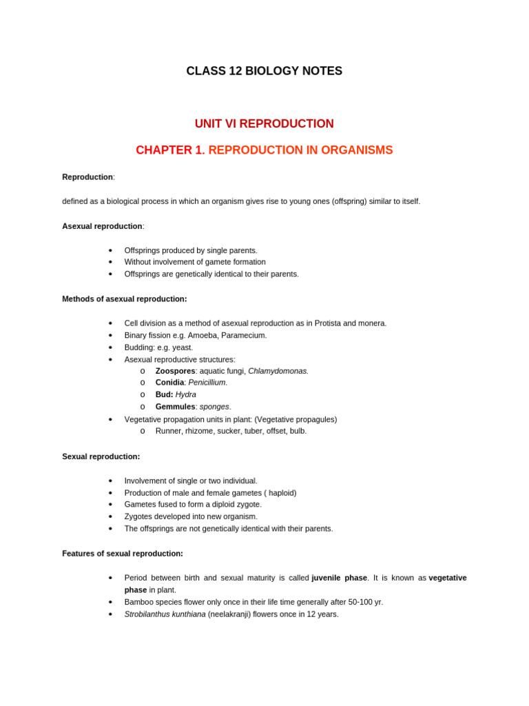 Class Xii Biology Notes | PDF | Menstrual Cycle | Fertilisation