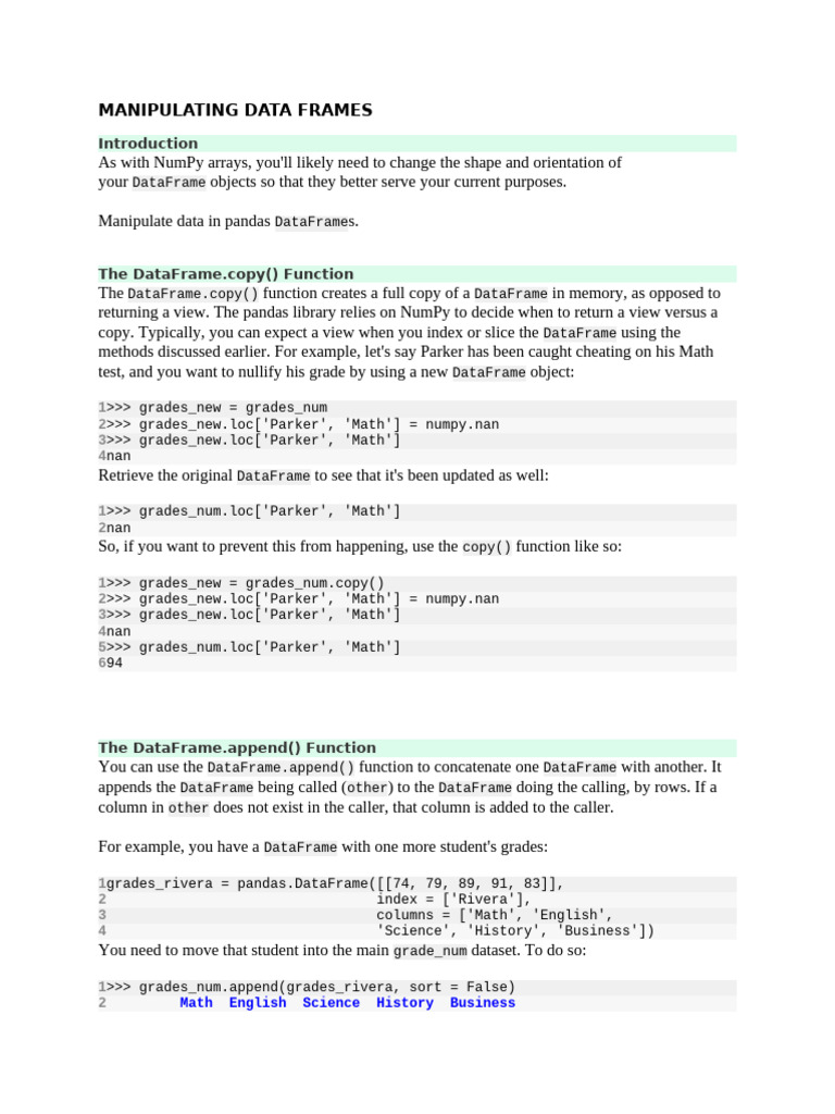 Manipulating Data Frames | PDF | Database Index | Computing