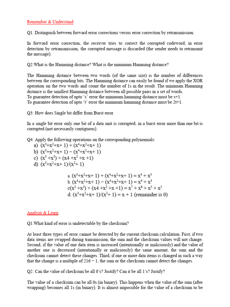 Numerical Error Detection and Correction Numerical | PDF | Arithmetic ...
