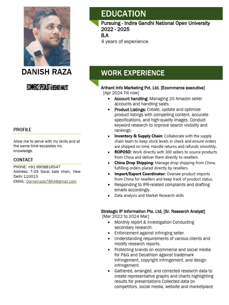 Resume Danish Raza | PDF | E Commerce | Computing