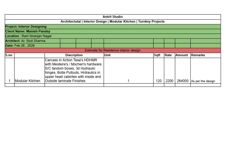 Modular Kitchen Estimate | PDF
