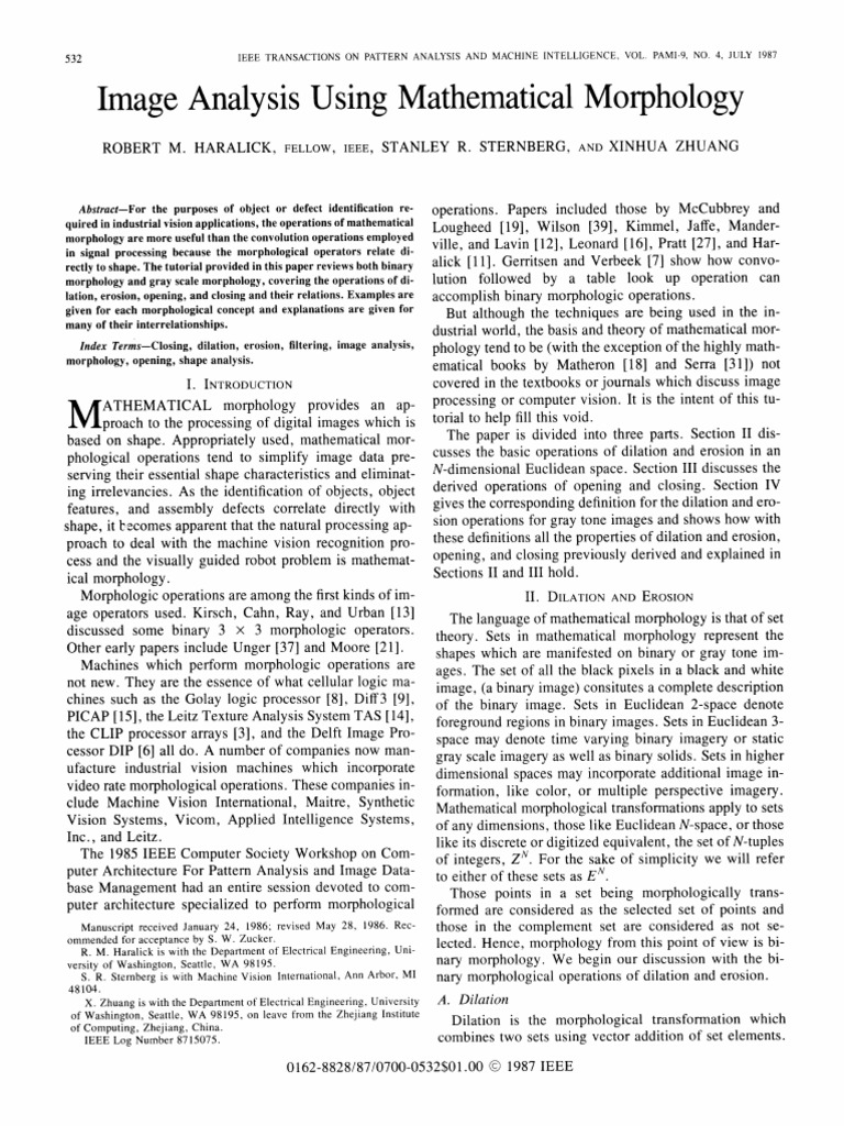 Image Analysis Mathematical Morphology | PDF | Computer Vision ...