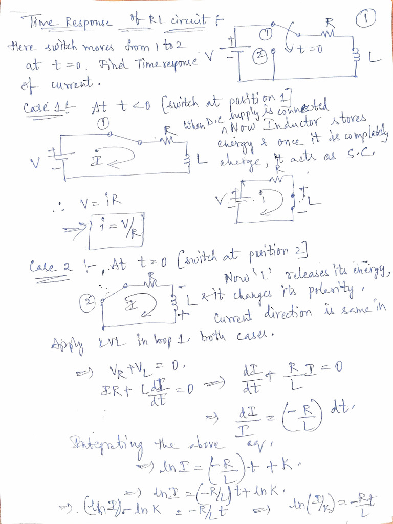 Time Response of RL and RC Circuits | PDF