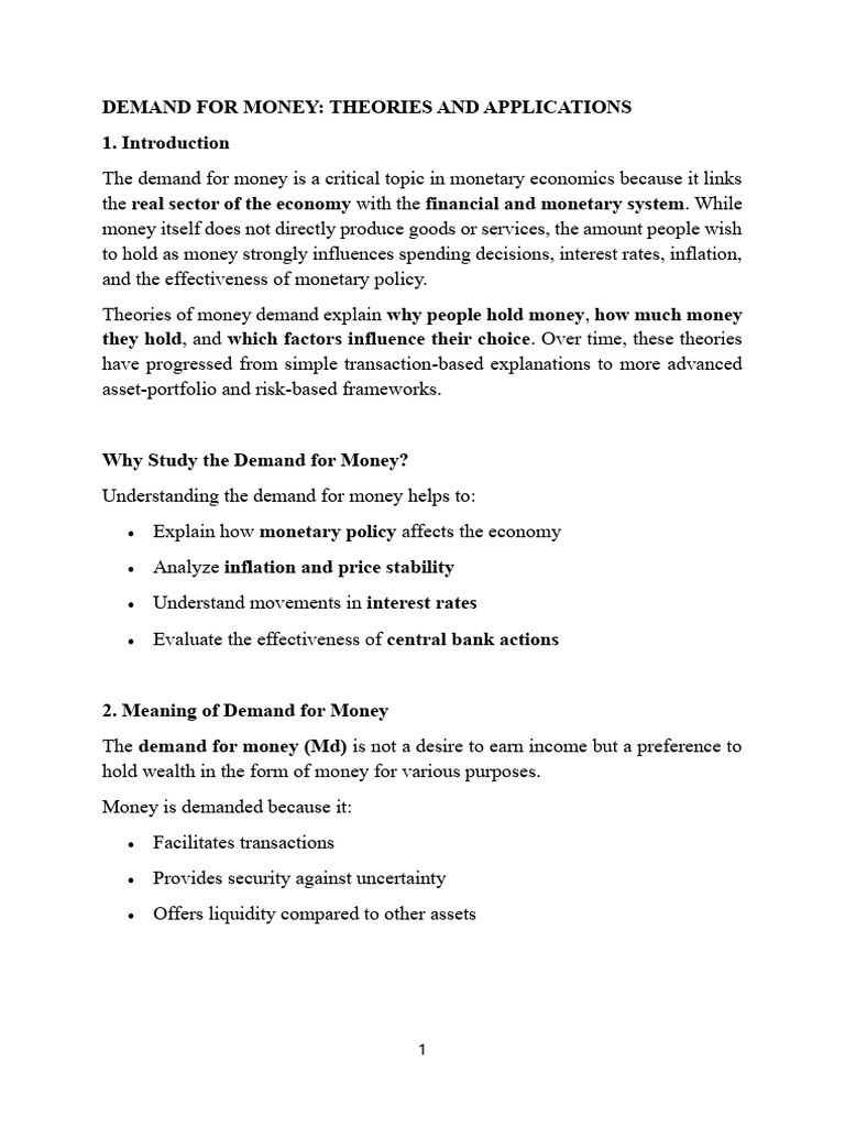 Demand For Money Liq | PDF | Demand For Money | Inflation