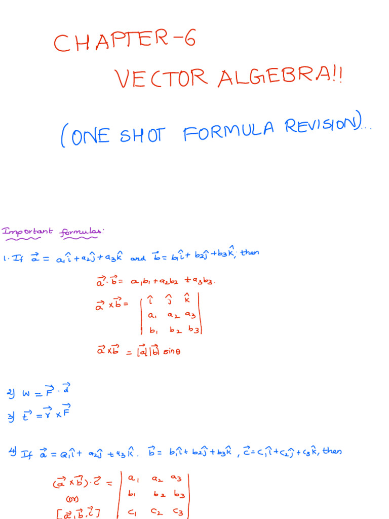 Vector Algebra Formulas | PDF