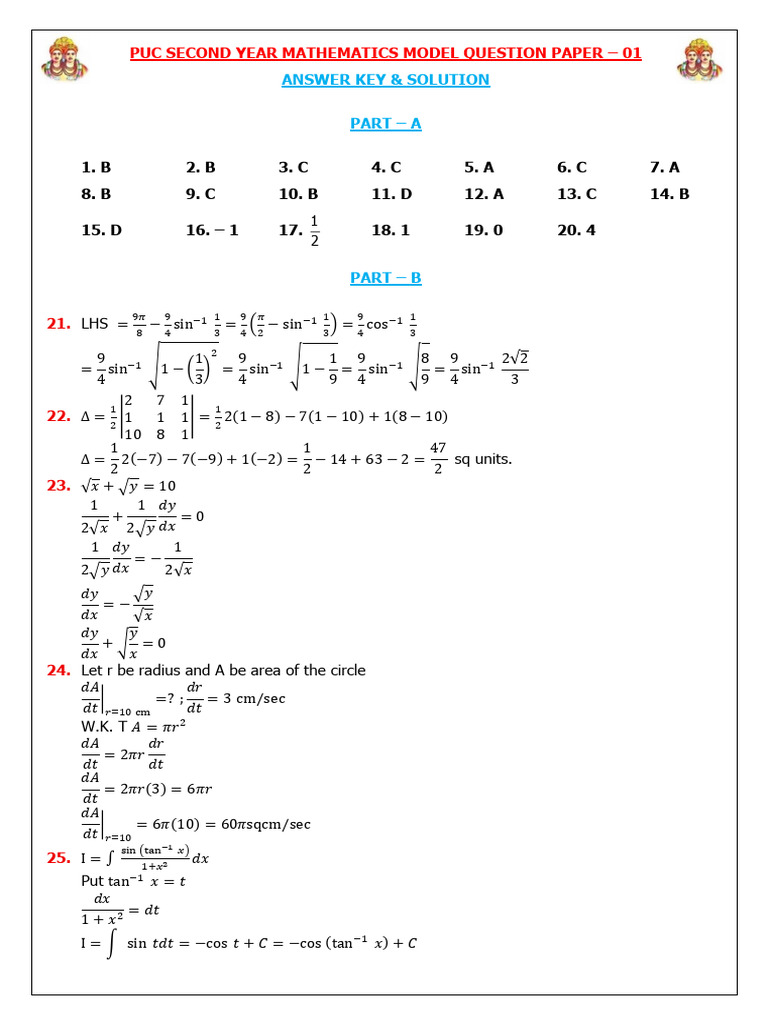 1.maths - P2 - Model Paper-1 To 10 Solution Final Merge File | PDF ...