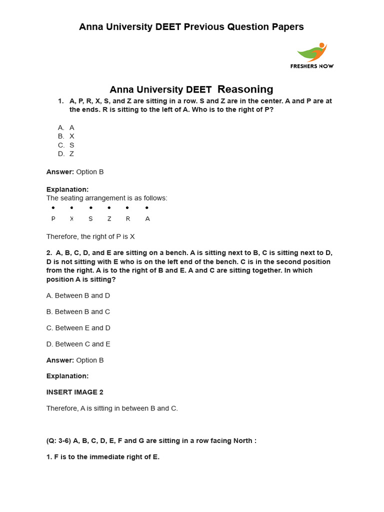 Anna University DEET Reasoning Model Question Papers_watermark Copy | PDF