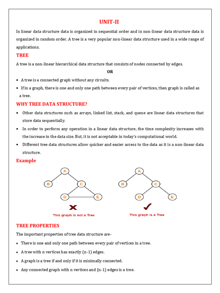 DATA STRUCTURES UNIT - II(in c-about trees) | PDF | Algorithms And Data ...