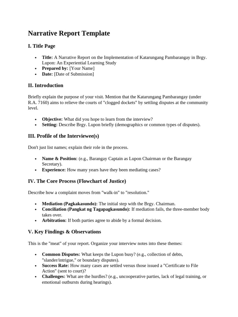 Narrative Report Template KP 2nd Sem 2026 | PDF | Mediation