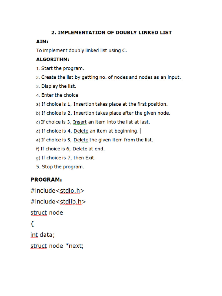 DOUBLY LINKED LIST (in c data structures) | PDF