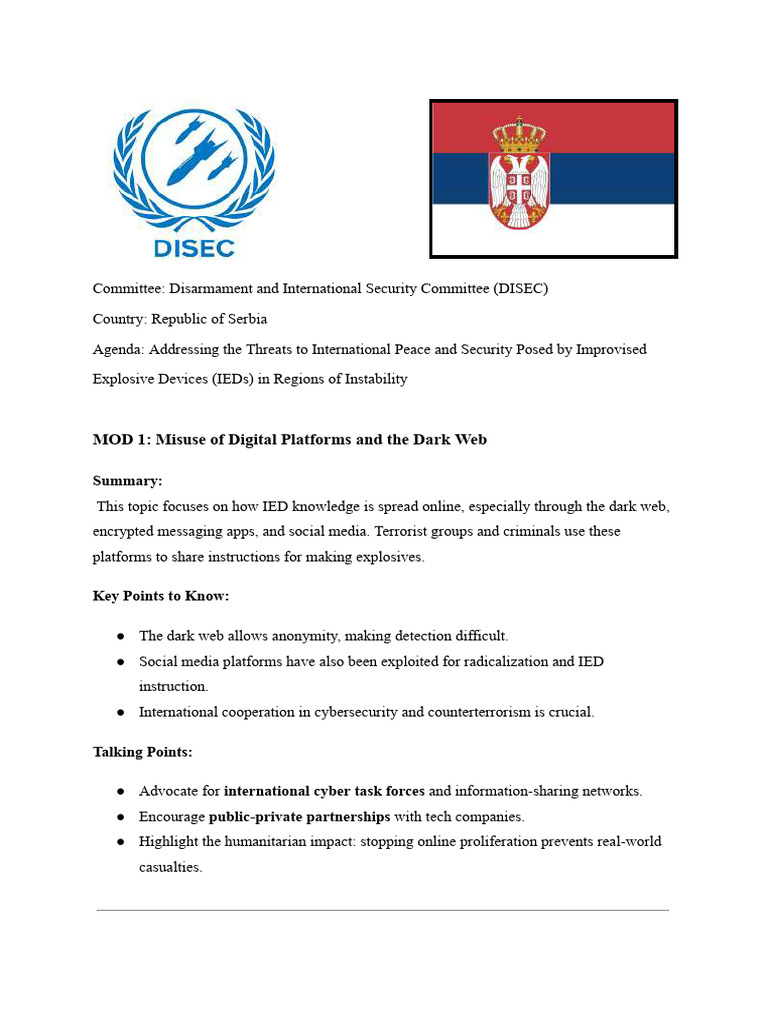 MOD Topic Summary for MUN | PDF | Improvised Explosive Device ...