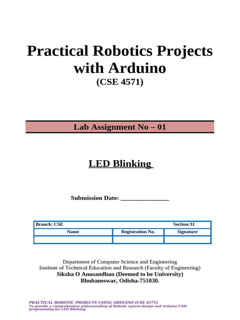 Lab Experiment - 1 (PRPA-CSE4571) (1) IMAN | PDF | Arduino | Computing