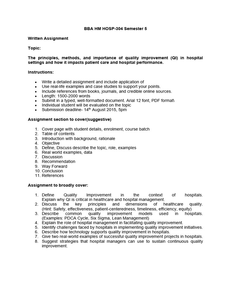 BBA Assignment HM QM | PDF