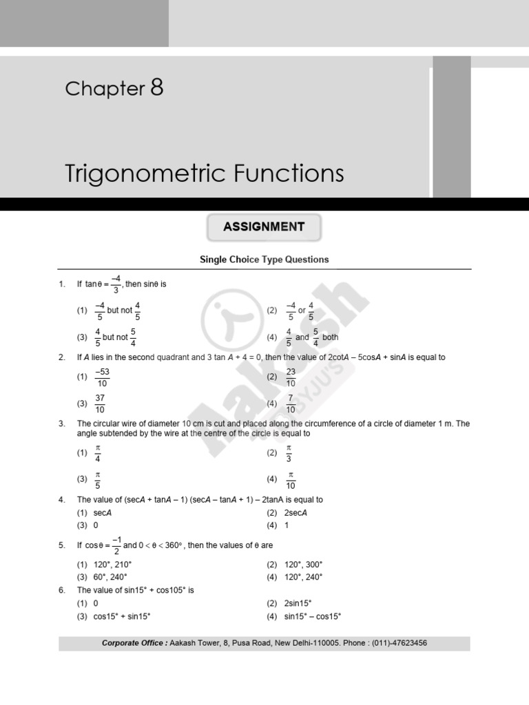 08. Trigonometric Functions | PDF | Pi | Mathematical Objects