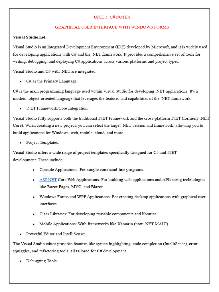 Unit 3 C# | PDF | C Sharp (Programming Language) | Page Layout