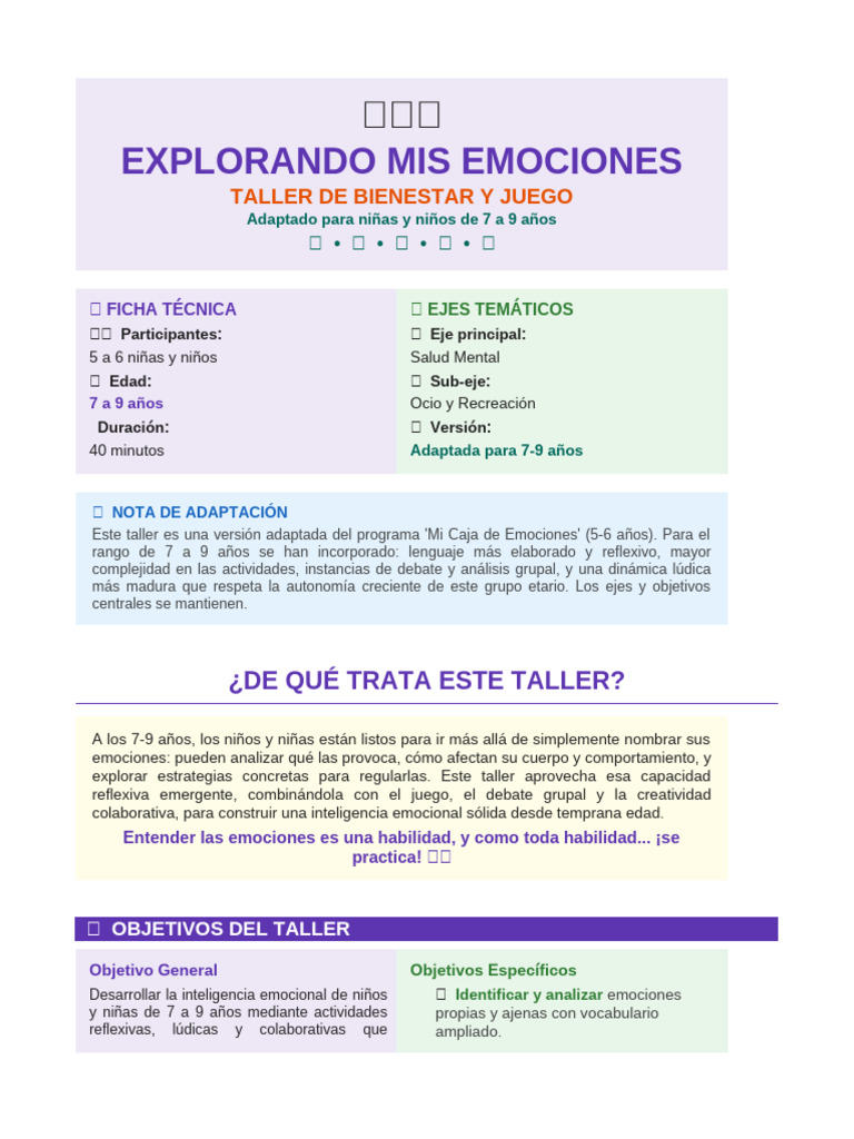 Taller 7 9 Anos | PDF | Las emociones | Inteligencia