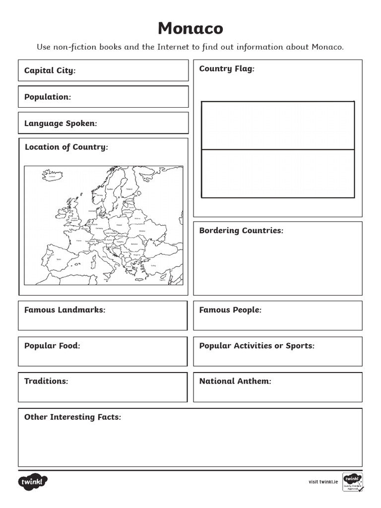 Roi g 25223 Monaco Fact File Writing Template | PDF