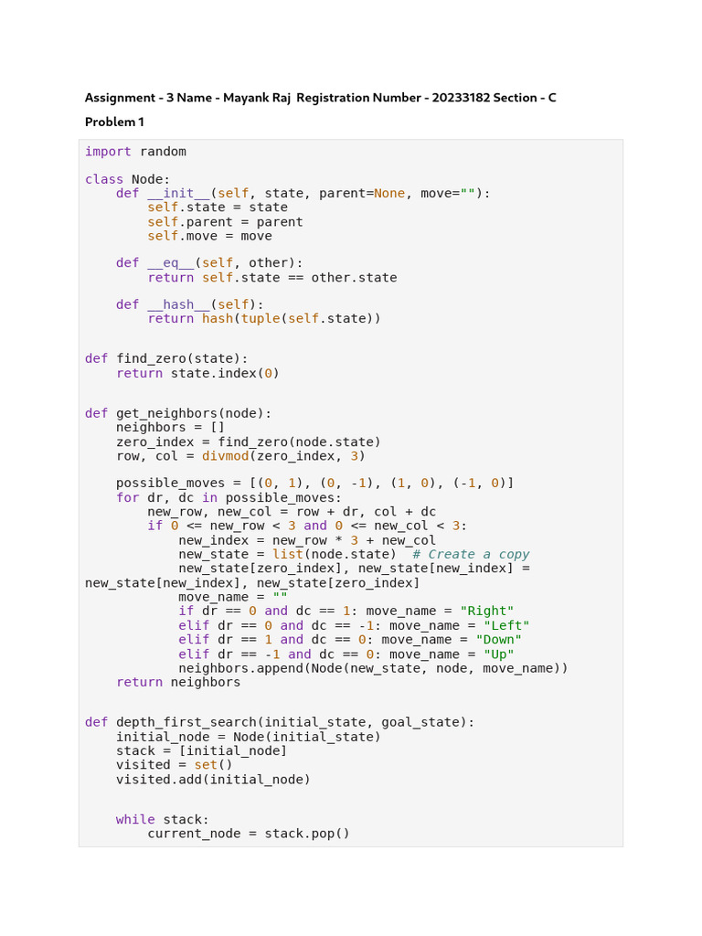 Ai Assignment3 Mayank Raj20233182 | PDF | Computer Science | Algorithms
