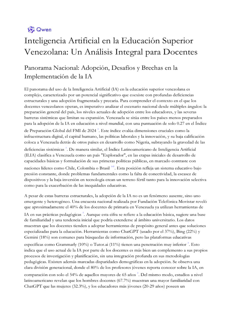 Inteligencia Artificial en La Educación Superior Venezolana - Un ...