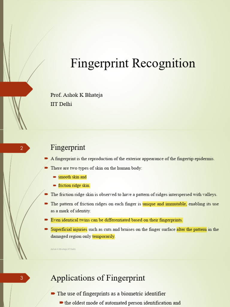 Fingerprint Recognition | PDF | Fingerprint | Image Segmentation