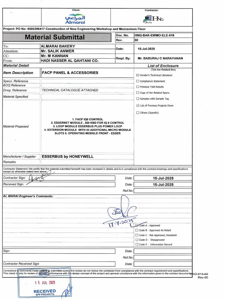 Hnq Bak Ewmo Ele 018 Facp Panel and Accessories | PDF