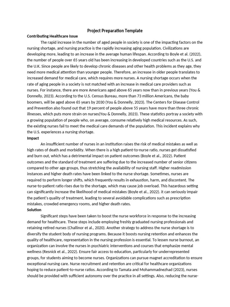 Project Preparation Template 1 | PDF | Nursing | Chronic Condition