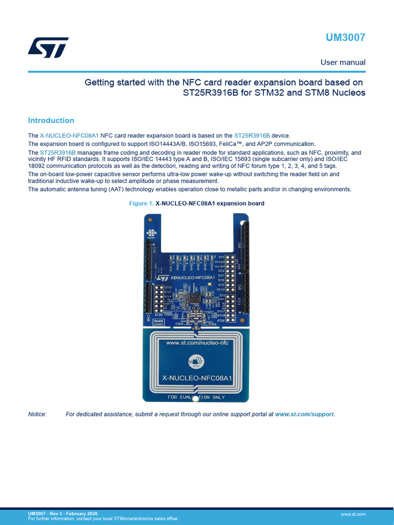 Um3007 Getting Started With the Nfc Card Reader Expansion Board Based ...