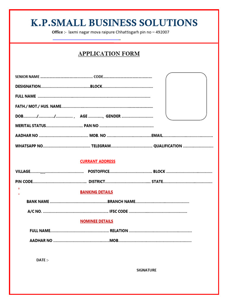 Application Form KP Agency | PDF